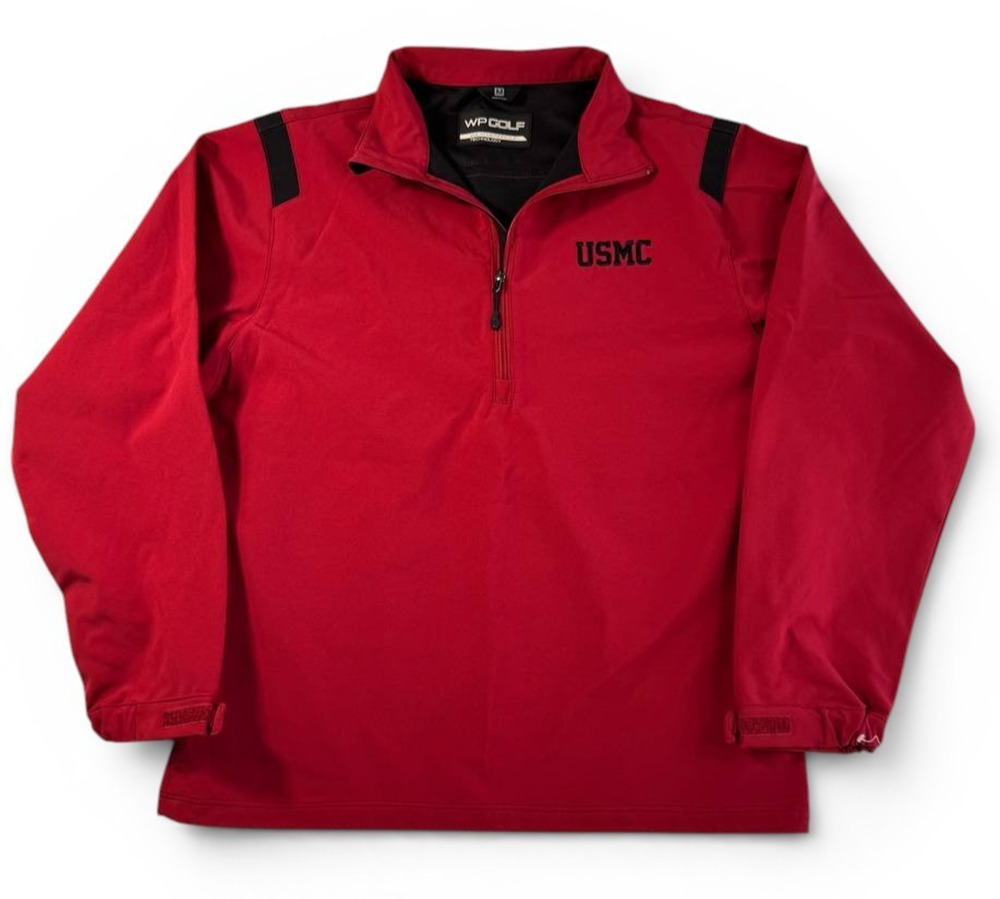 WP Golf USMC Quarter Zip Pullover Jacket Men's Medium Red Waterproof